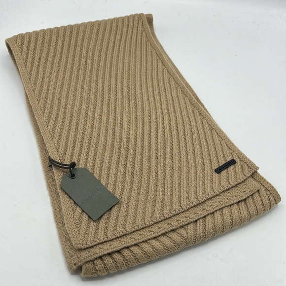 NWT AllSaints Traveling Rib Pattern Scarf in Cortina Beige - Picture 3 of 7